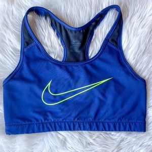 Nike Dri-Fit Classic Swoosh Sports Bra Navy Blue M AH8643